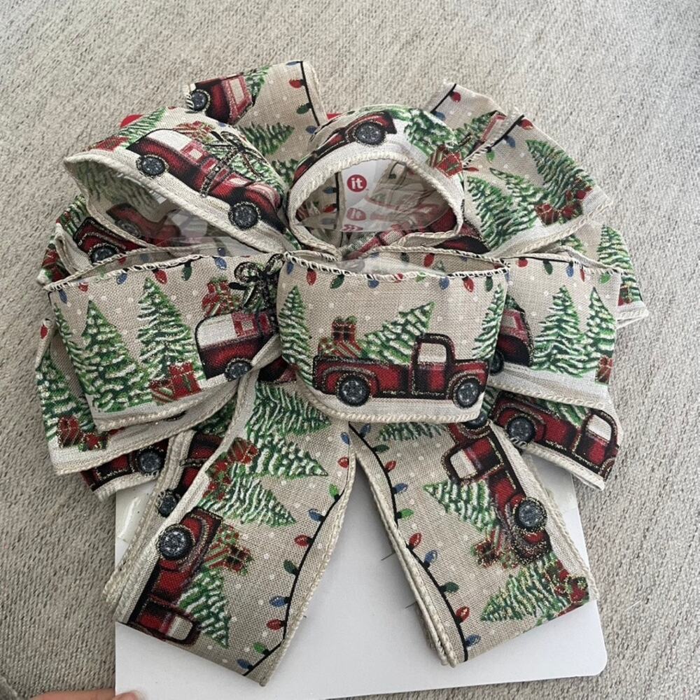 CELEBRATE IT Tree Topper Bow Truck Tan Red New Christmas Holiday Crafting